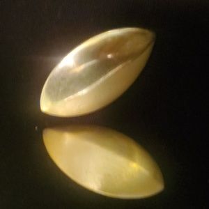 Monet Signed Oval Light Gold Clip On Earrings